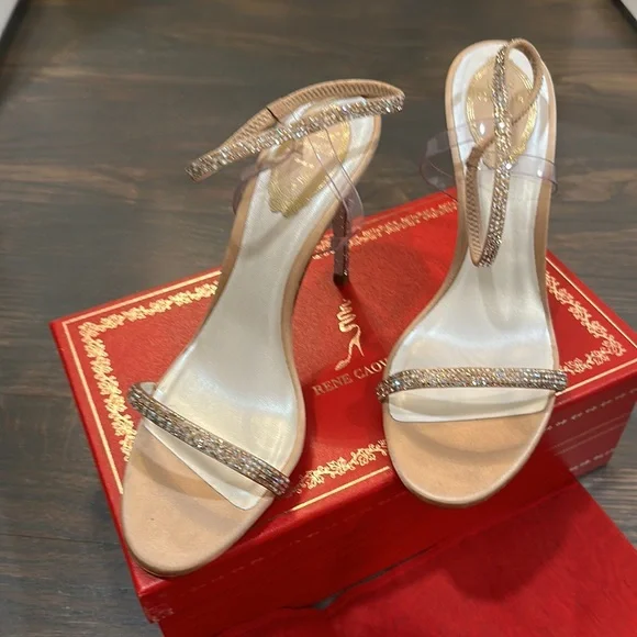 René Caovilla Elastica 105 Ankle Strap Satin Sandals - Picture 11 of 11